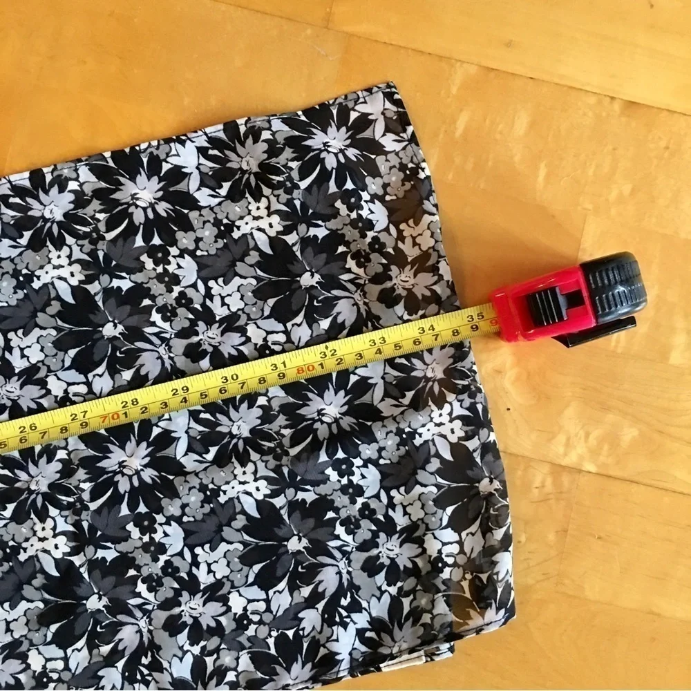 Floral, Lightweight, Semi-Sheer Scarf, Black, White